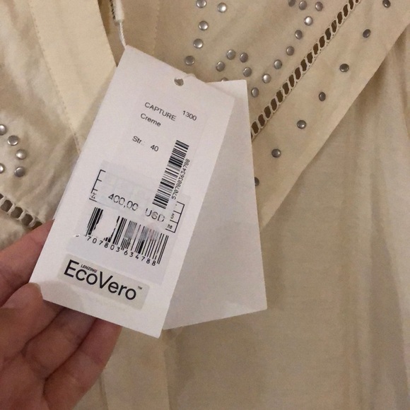 NWT MUNTHE Capture Dress Boho Ruffle Studded Sustainable Long Sleeve EU 40 - Picture 7 of 9